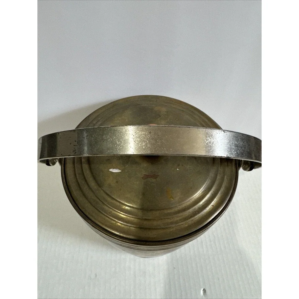 Vintage Manning Bowman Co Brass Ice Bucket Rustic Farmhouse